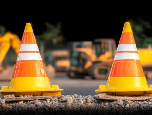 Warnkegel bei Straßenarbeiten | Baustellenleuchte