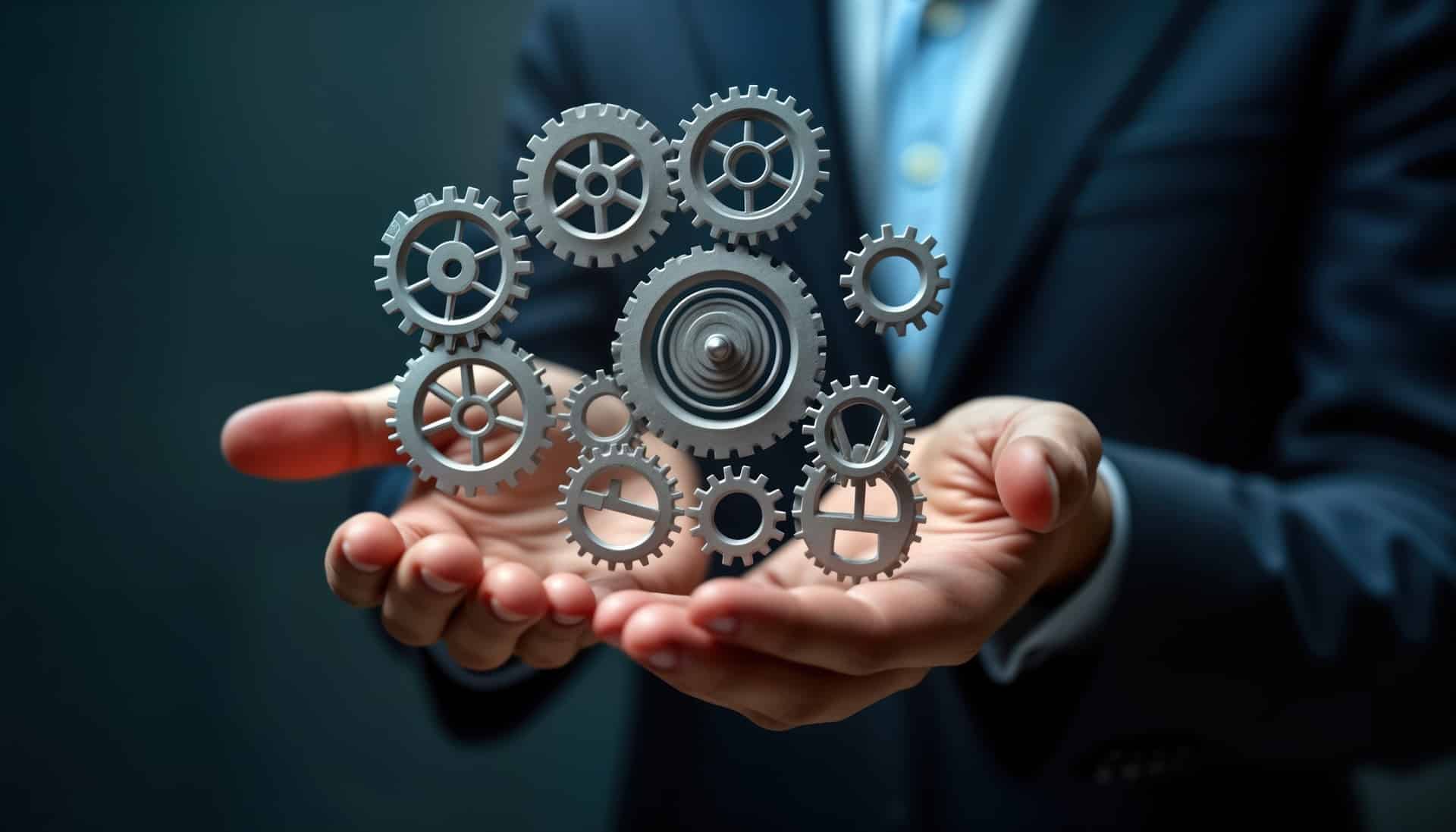 Zahnräder symbolisieren ineinandergreifende Prozesse | Predictive Maintenance