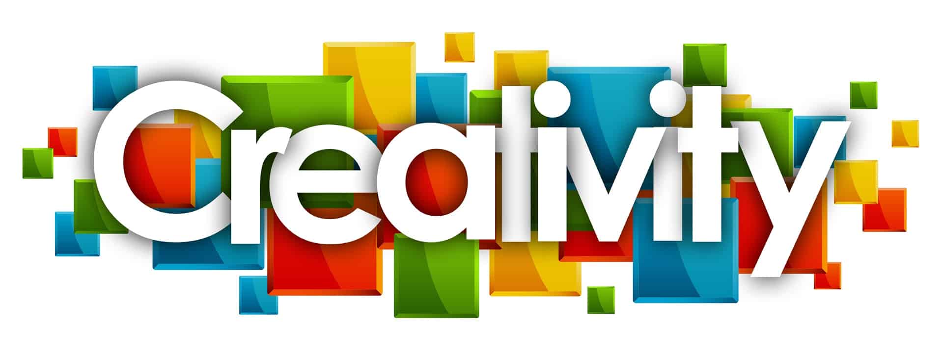 Bunter Schriftzug Creativity auf farbigem Hintergrund | Base Liquid