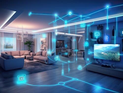 Intelligentes Wohnzimmer mit vernetzter Technik | Wärmepumpe Leipzig